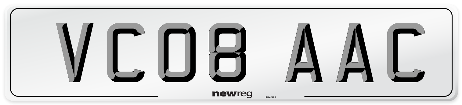 VC08 AAC Number Plate from New Reg